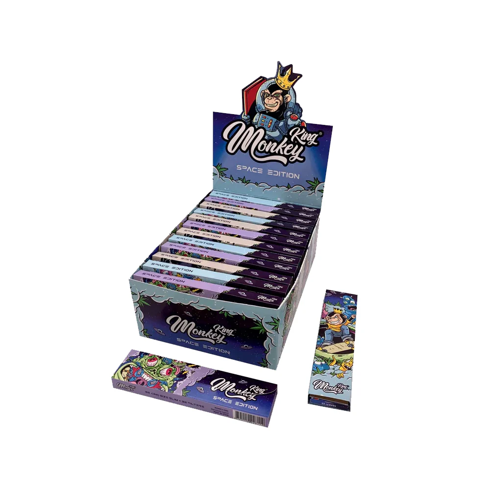 Monkey King King Size Slim Rolling Papers + Tips Space Edition