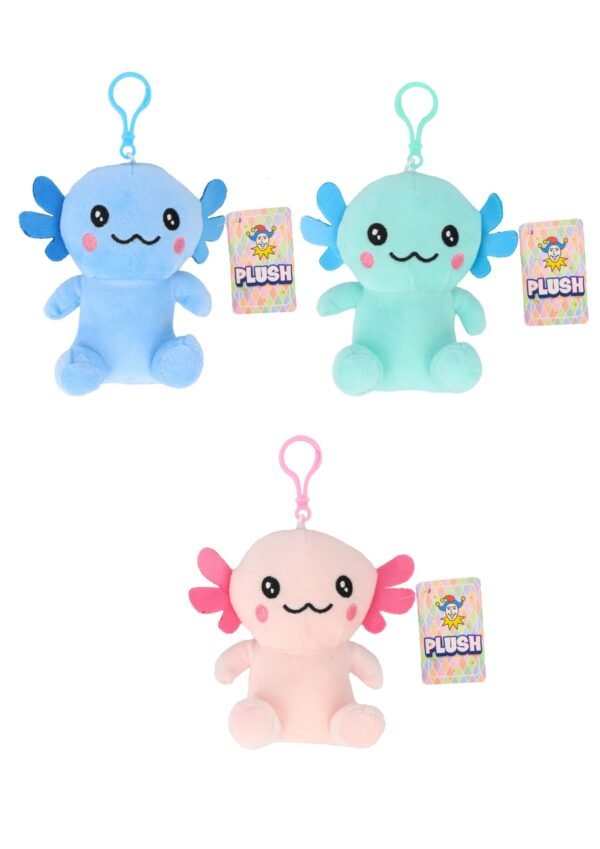 Axolotl Plushies with Plastic Clips (5″/13cm) 3 Assorted Colours
