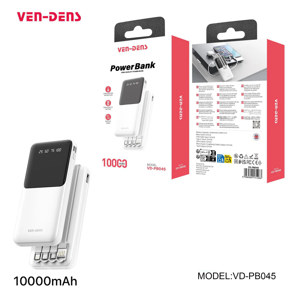 Ven-Dens High Quality Power Bank 10000mah (PB045) x 1pc